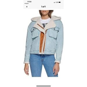 Levi’s faux suede Sherpa hooded lined denim jacket